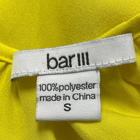 Bar III Women's Yellow Sleeveless Halter Dress W/ Tie Waist & Gray Hem Sz S - Picture 6 of 7